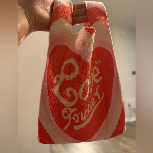 Pink Knitted Women's Bag - Picture 3 of 4